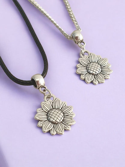 Sunflower Charm Necklace Silver Plated Or Waxed Cord Variable Lengths, Gift Packaged, For Her, Flower Jewellery - Premium  from Etsy - Just £5.49! Shop now at Uniquely Holt