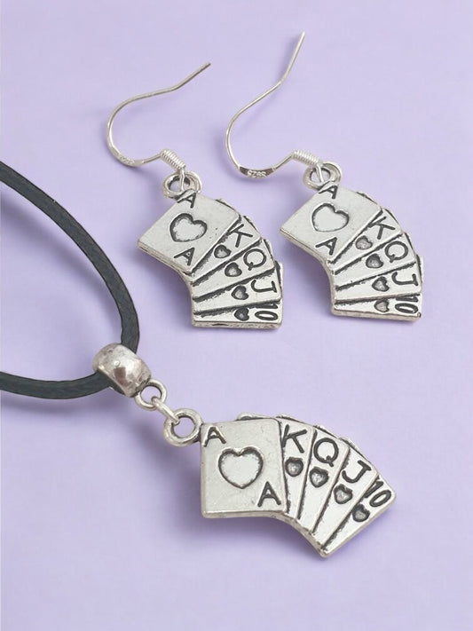 Playing Cards Charm Jewellery Set, Dangly Earring And Necklace Set In Gift Bag - Premium  from Etsy - Just £8.99! Shop now at Uniquely Holt