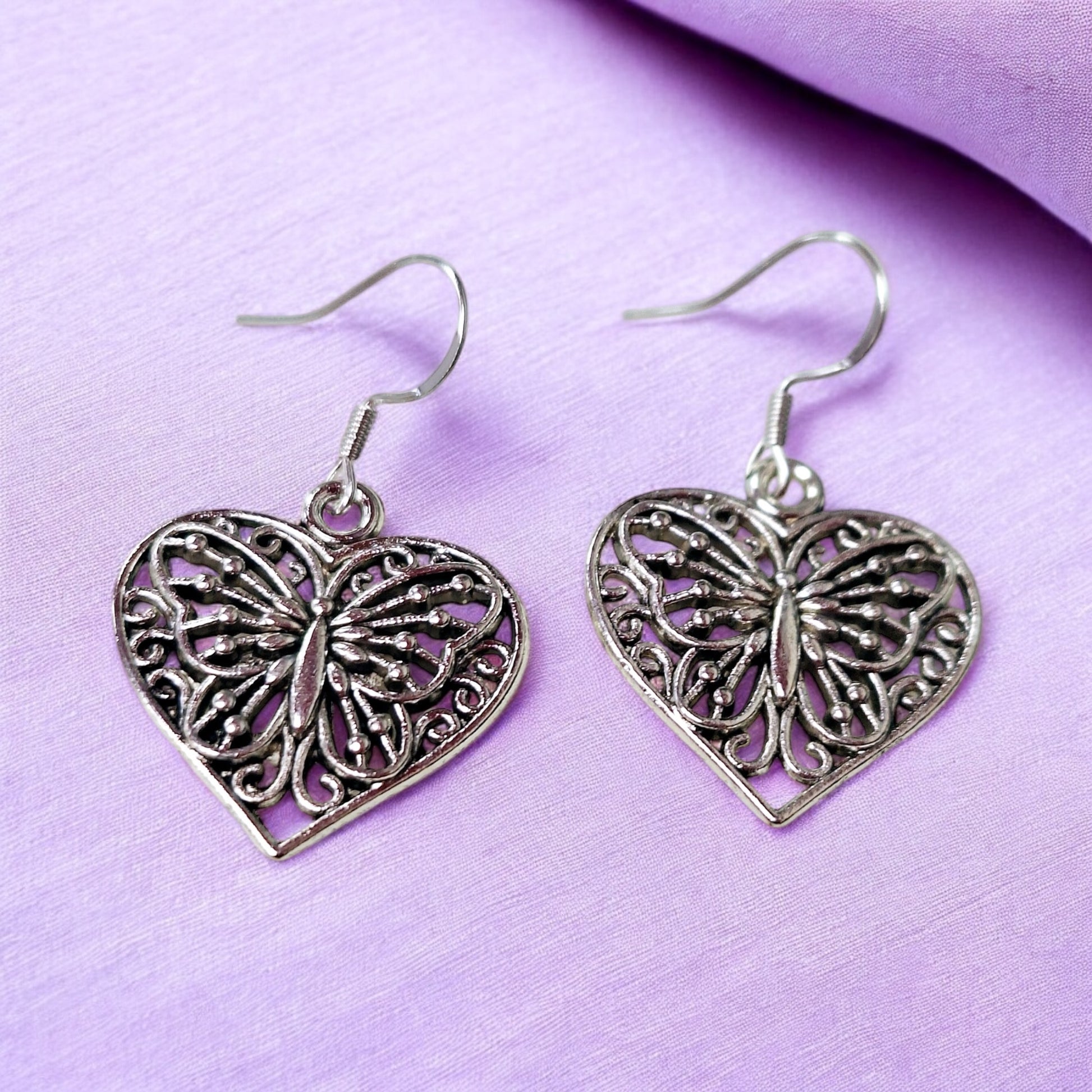 Heart and Butterfly Dangly Charm Earrings In Gift Bag - Premium  from Etsy - Just £4.99! Shop now at Uniquely Holt
