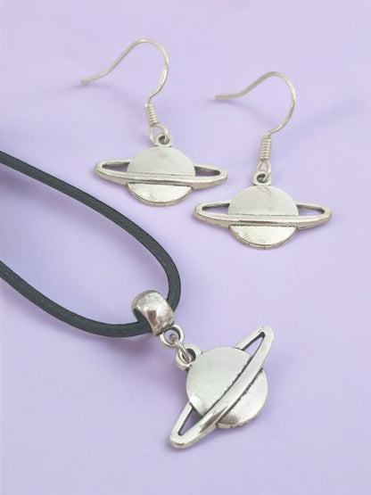 Saturn Charm Jewellery Set, Dangly Earring And Necklace Set In Gift Bag, Cord Or Chain Options - Premium  from Etsy - Just £8.99! Shop now at Uniquely Holt