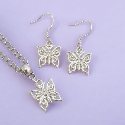 Butterfly Charm Jewellery Set, Dangly Earring And Necklace Set In Gift Bag, Cord Or Chain Options - Premium  from Etsy - Just £8.99! Shop now at Uniquely Holt