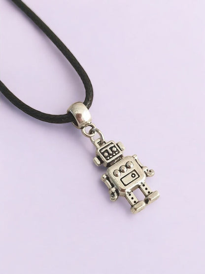 Robot Charm Necklace Silver Plated Or Waxed Cord Variable Lengths, Gift Packaged - Premium  from Etsy - Just £5.49! Shop now at Uniquely Holt