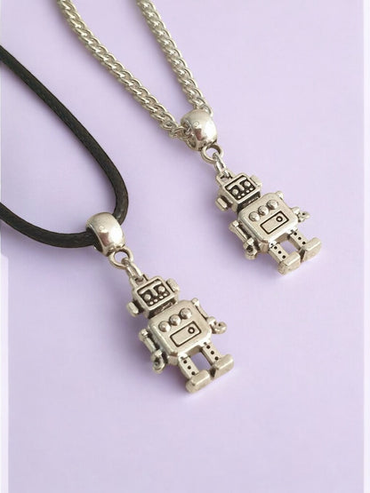 Robot Charm Necklace Silver Plated Or Waxed Cord Variable Lengths, Gift Packaged - Premium  from Etsy - Just £5.49! Shop now at Uniquely Holt