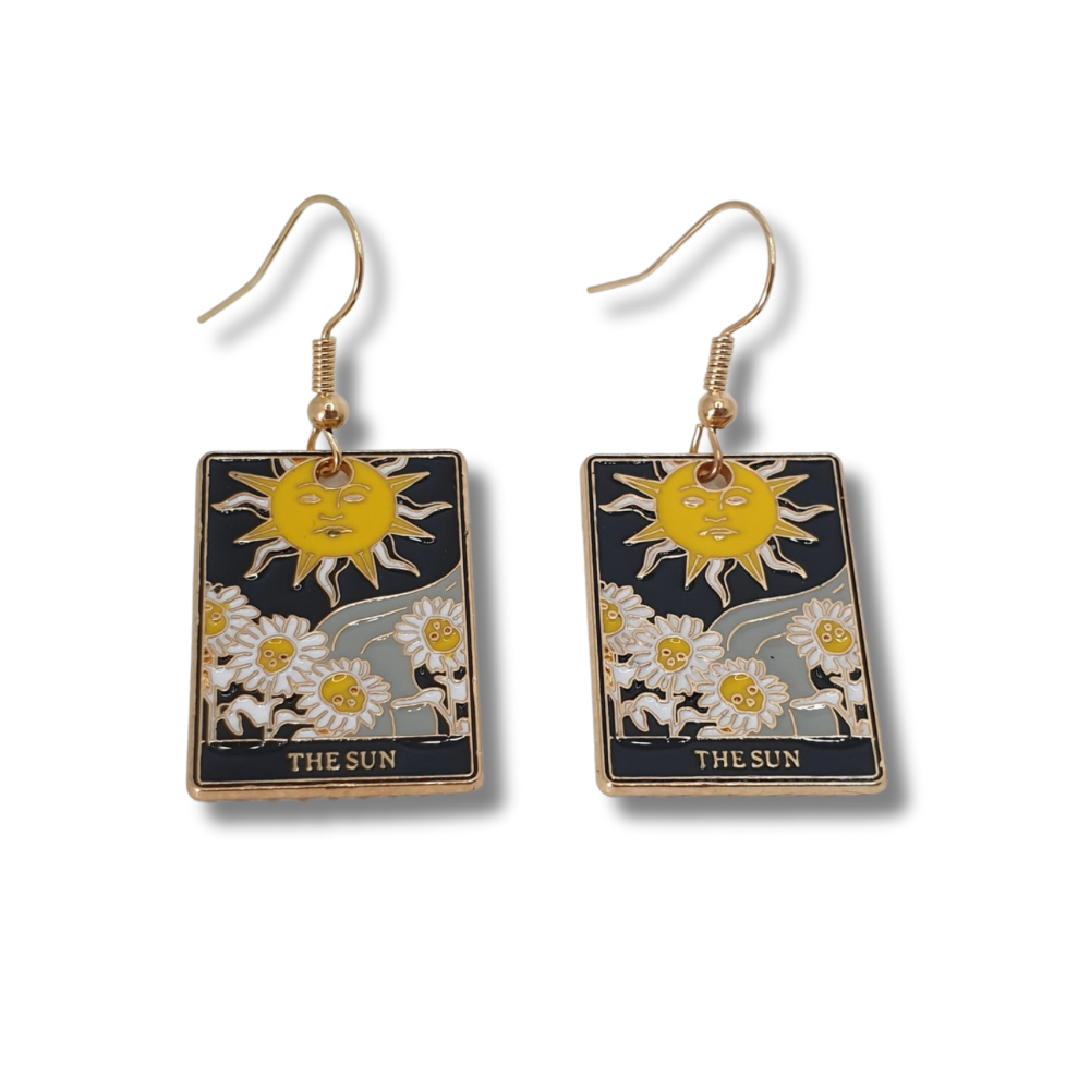 The Sun Enamel Tarot Card Earrings - Premium  from Uniquely Holt - Just £4.99! Shop now at Uniquely Holt