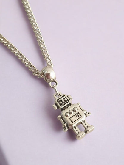 Robot Charm Necklace Silver Plated Or Waxed Cord Variable Lengths, Gift Packaged - Premium  from Etsy - Just £5.49! Shop now at Uniquely Holt