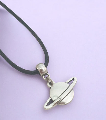 Saturn Moon Charm Necklace Silver Plated Or Waxed Cord Variable Lengths, Gift Packaged - Premium  from Etsy - Just £5.49! Shop now at Uniquely Holt