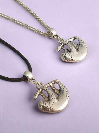 Sloth Charm Necklace Silver Plated Or Waxed Cord Variable Lengths, Gift Packaged - Premium  from Etsy - Just £5.49! Shop now at Uniquely Holt