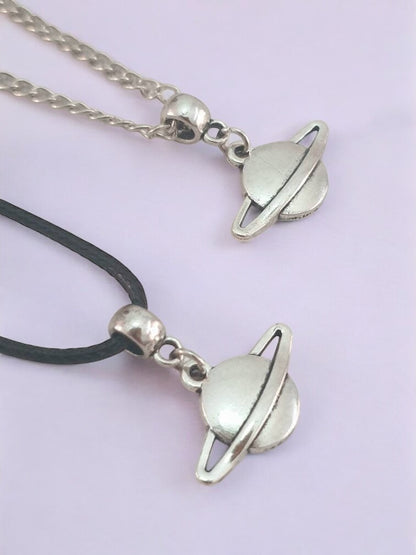 Saturn Moon Charm Necklace Silver Plated Or Waxed Cord Variable Lengths, Gift Packaged - Premium  from Etsy - Just £5.49! Shop now at Uniquely Holt