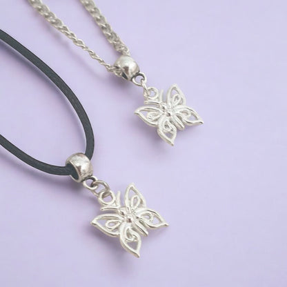 Butterfly Charm Necklace Silver Plated Or Waxed Cord Variable Lengths, Gift Packaged, For Her, Nature - Premium  from Etsy - Just £5.49! Shop now at Uniquely Holt