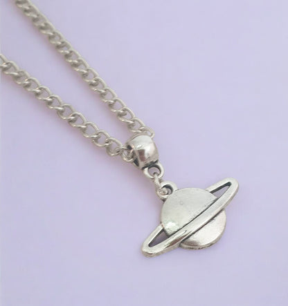 Saturn Moon Charm Necklace Silver Plated Or Waxed Cord Variable Lengths, Gift Packaged - Premium  from Etsy - Just £5.49! Shop now at Uniquely Holt