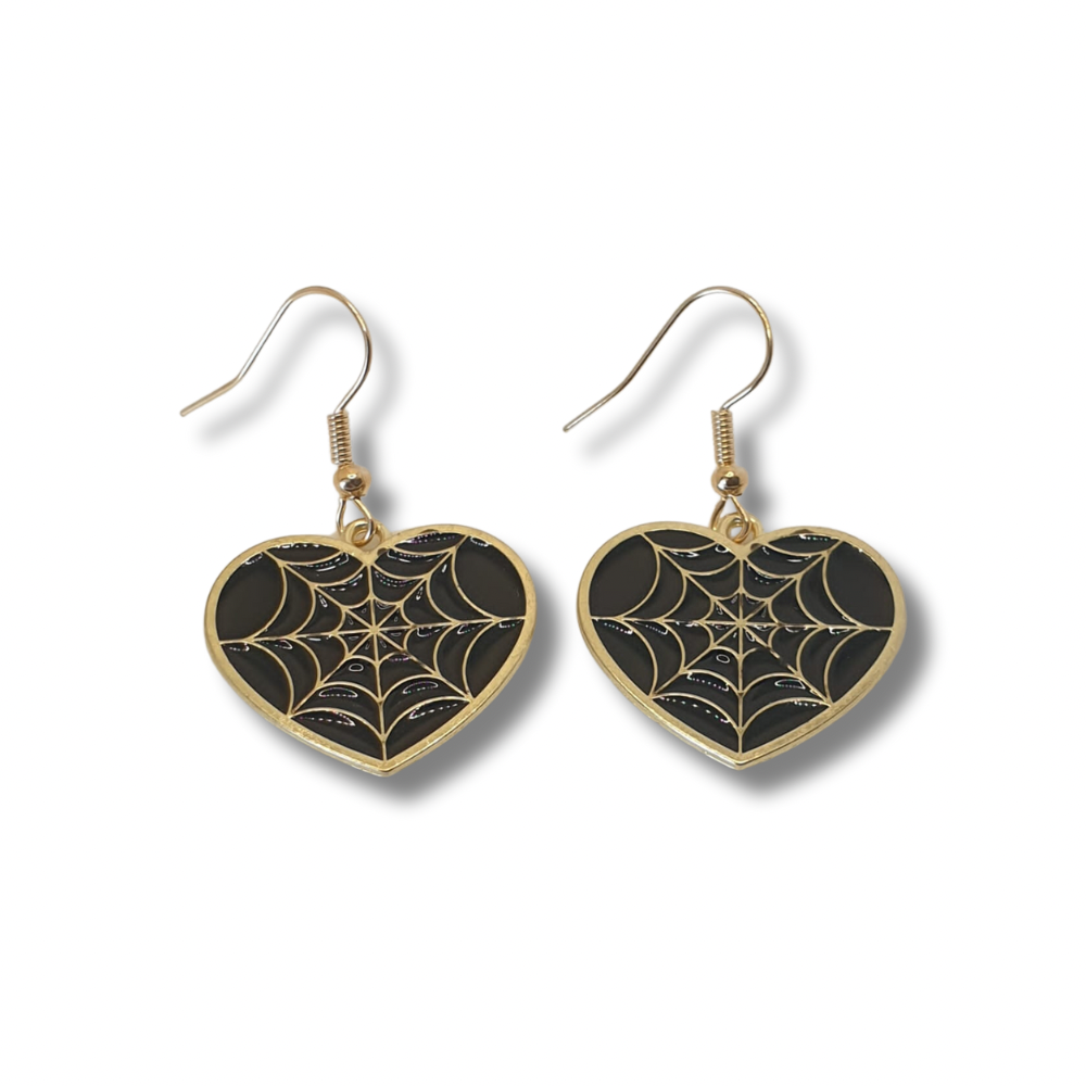 Black And Gold Enamel Cobweb Dangly Earrings - Premium  from Uniquely Holt - Just £4.99! Shop now at Uniquely Holt