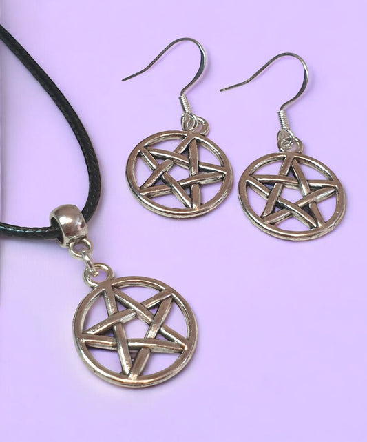 Pentagram Charm Jewellery Set, Dangly Earring And Necklace Set In Gift Bag, Cord Or Chain Options - Premium  from Etsy - Just £8.99! Shop now at Uniquely Holt