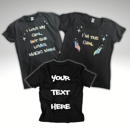 Custom Printed Holograph Text T-Shirt - Premium  from Uniquely Holt - Just £20.00! Shop now at Uniquely Holt