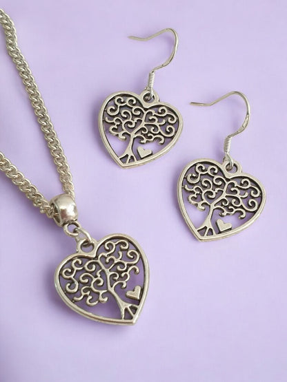Tree Of Life Heart Charm Jewellery Set, Dangly Earring And Necklace Set In Gift Bag - Premium  from Etsy - Just £8.99! Shop now at Uniquely Holt