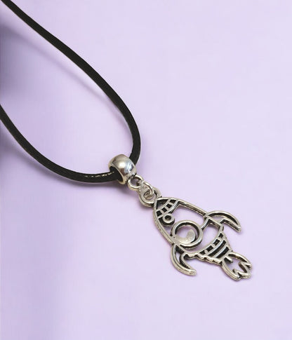 Rocket Charm Necklace Silver Plated Or Waxed Cord Variable Lengths, Gift Packaged, Space Lover, Spaceship - Premium  from Etsy - Just £5.49! Shop now at Uniquely Holt