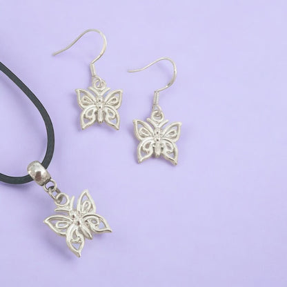 Butterfly Charm Jewellery Set, Dangly Earring And Necklace Set In Gift Bag, Cord Or Chain Options - Premium  from Etsy - Just £8.99! Shop now at Uniquely Holt