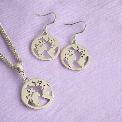 World Earth Planet Charm Jewellery Set, Dangly Earring And Necklace Set In Gift Bag, Cord Or Chain Options - Premium  from Etsy - Just £8.99! Shop now at Uniquely Holt
