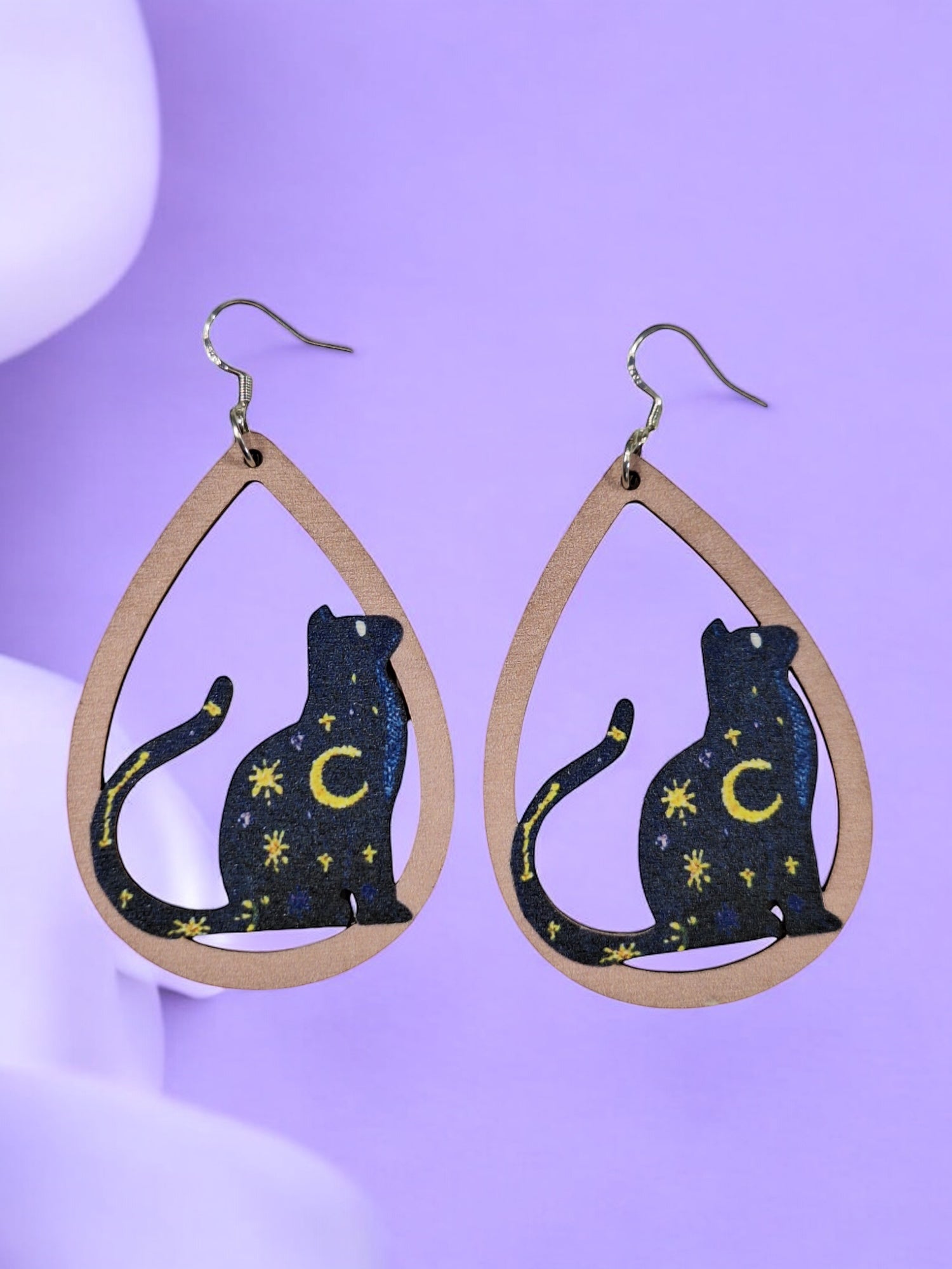 Starry Cat Earrings - Premium  from Uniquely Holt - Just £4.99! Shop now at Uniquely Holt