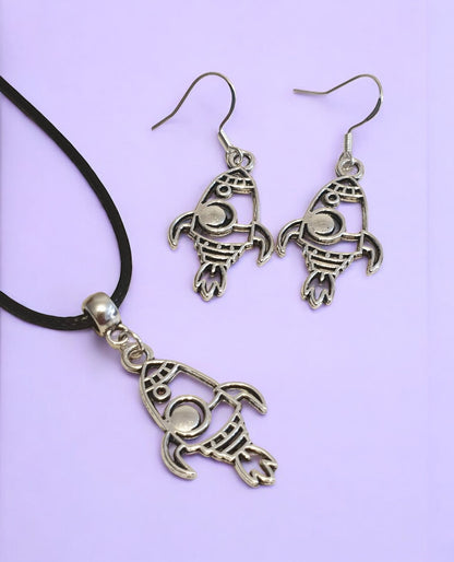 Rocket Charm Jewellery Set, Dangly Earring And Necklace Set In Gift Bag, Space Lover, Spaceship Jewellery - Premium  from Etsy - Just £8.99! Shop now at Uniquely Holt