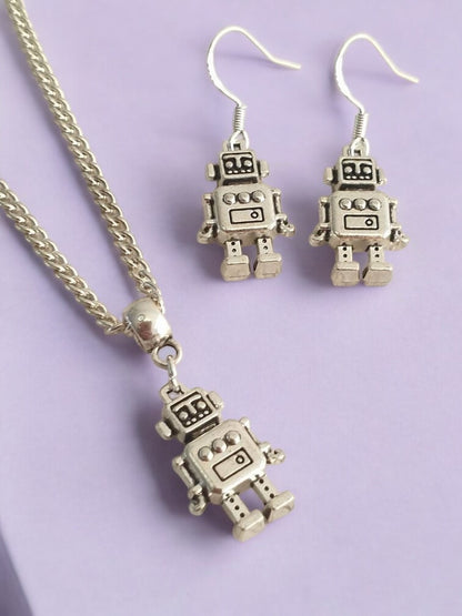 Robot Charm Jewellery Set, Dangly Earring And Necklace Set In Gift Bag, Cord Or Chain Option - Premium  from Etsy - Just £8.99! Shop now at Uniquely Holt