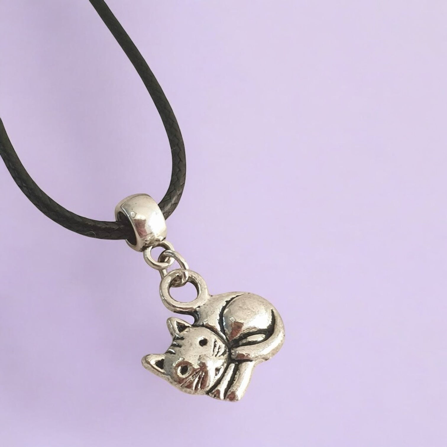 Cat Charm Necklace Silver Plated Or Waxed Cord Variable Lengths, Gift Packaged - Premium  from Etsy - Just £5.49! Shop now at Uniquely Holt
