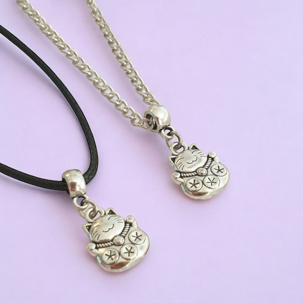 Chinese Lucky Cat Charm Necklace Silver Plated Or Waxed Cord Variable Lengths, Gift Packaged, Lucky Charm, Good Luck - Premium  from Etsy - Just £5.49! Shop now at Uniquely Holt