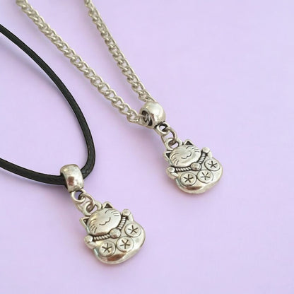Chinese Lucky Cat Charm Necklace Silver Plated Or Waxed Cord Variable Lengths, Gift Packaged, Lucky Charm, Good Luck - Premium  from Etsy - Just £5.49! Shop now at Uniquely Holt