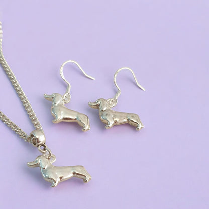 Dachshund Sausage Dog Charm Jewellery Set, Dangly Earring And Necklace Set In Gift Bag, Cord Or Chain Option - Premium  from Etsy - Just £8.99! Shop now at Uniquely Holt