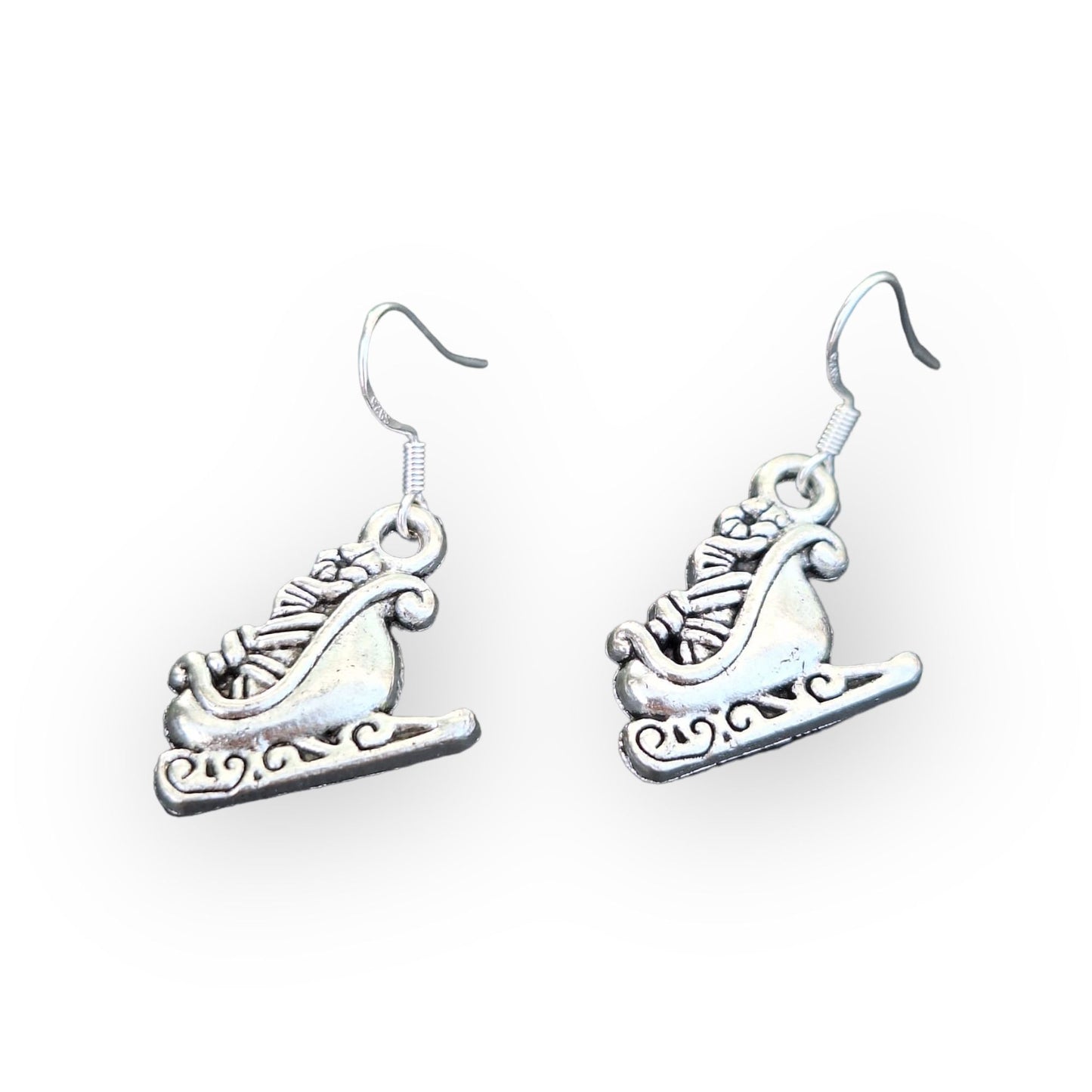 Antique Silver Sleigh Dangly Charm Earrings In Gift Bag, Winter, Christmas, Gifts For Her - Premium  from Etsy - Just £4.99! Shop now at Uniquely Holt