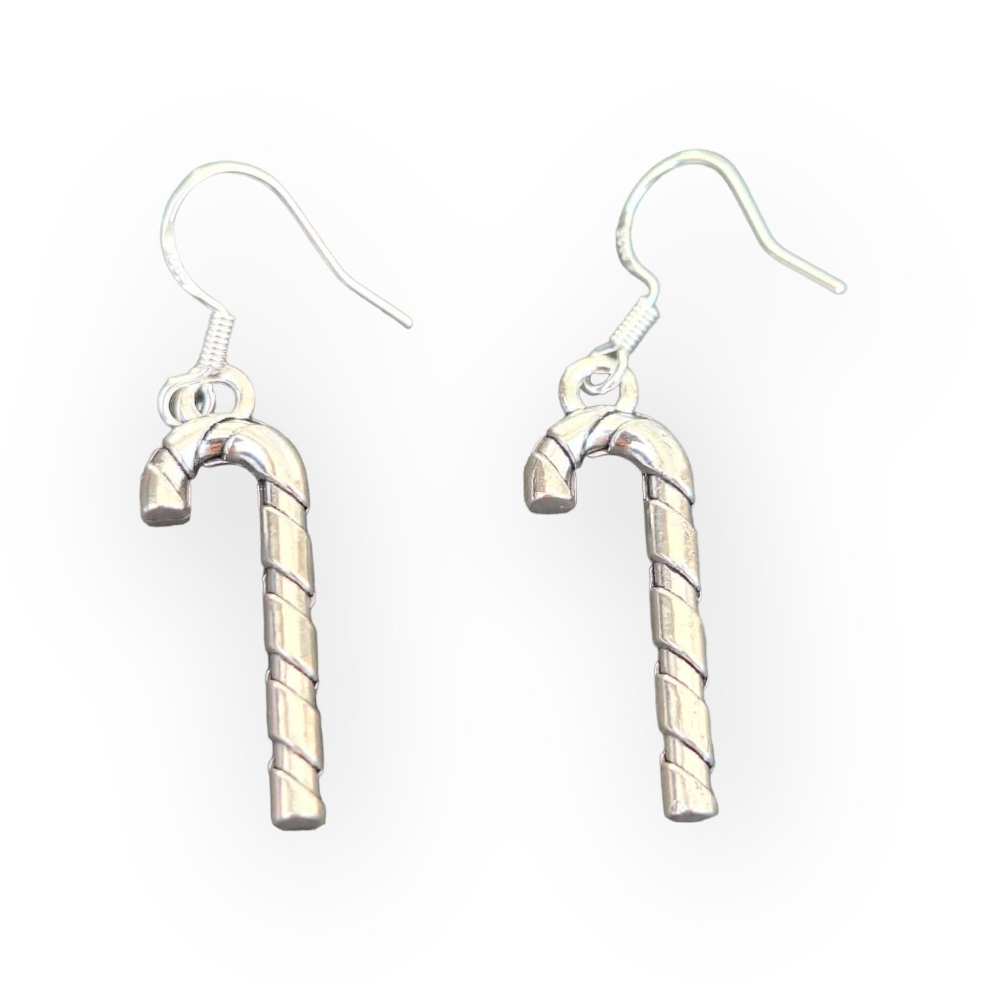 Handmade Antique Silver Candy Cane Dangly Charm Earrings In Gift Bag, Winter, Christmas, Gifts For Her - Premium  from Etsy - Just £4.99! Shop now at Uniquely Holt