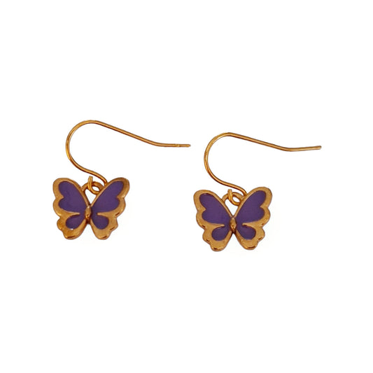 Gold And Purple Butterfly Earrings - Premium  from Uniquely Holt - Just £4.99! Shop now at Uniquely Holt