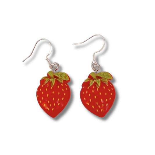 Novelty Strawberry Dangly Earrings - Premium  from Uniquely Holt - Just £4.99! Shop now at Uniquely Holt