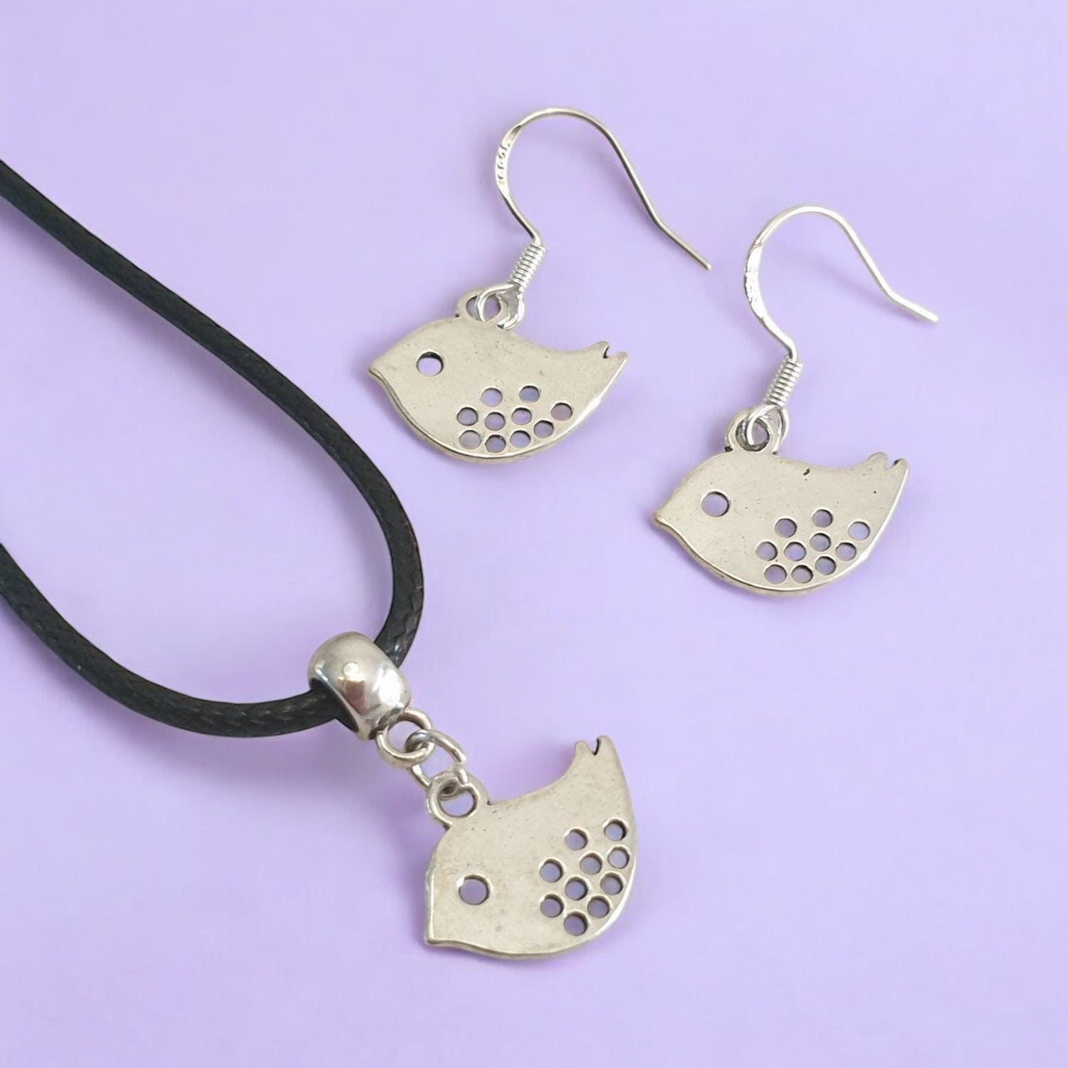 Bird Charm Jewellery Set, Dangly Earring And Necklace Set In Gift Bag, Cord Or Chain Options - Premium  from Etsy - Just £8.99! Shop now at Uniquely Holt