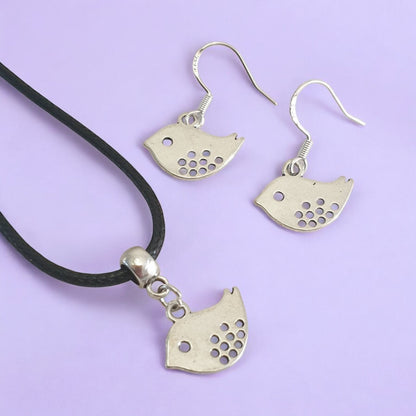 Bird Charm Jewellery Set, Dangly Earring And Necklace Set In Gift Bag, Cord Or Chain Options - Premium  from Etsy - Just £8.99! Shop now at Uniquely Holt