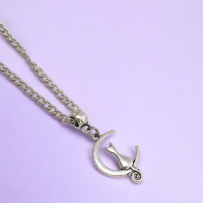 Cat And Moon Charm Necklace Silver Plated Or Waxed Cord Variable Lengths, Gift Packaged - Premium  from Etsy - Just £5.49! Shop now at Uniquely Holt