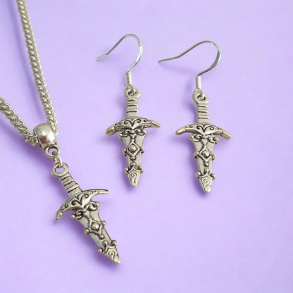 Dagger Charm Jewellery Set, Dangly Earring And Necklace Set In Gift Bag, Cord And Chain Options - Premium  from Etsy - Just £8.99! Shop now at Uniquely Holt