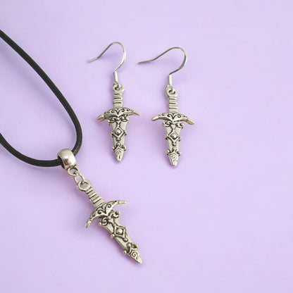 Dagger Charm Jewellery Set, Dangly Earring And Necklace Set In Gift Bag, Cord And Chain Options - Premium  from Etsy - Just £8.99! Shop now at Uniquely Holt