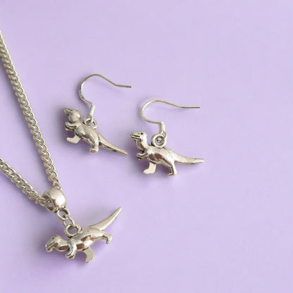 Dinosaur Charm Jewellery Set, Dangly Earring And Necklace Set In Gift Bag, Cord Or Chain Options - Premium  from Etsy - Just £8.99! Shop now at Uniquely Holt