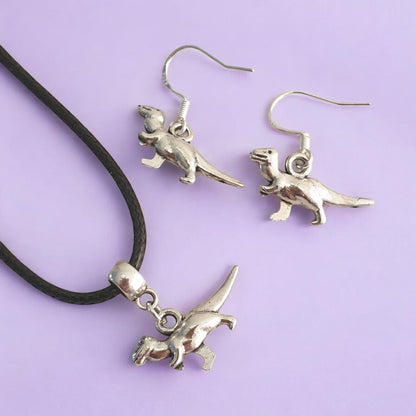 Dinosaur Charm Jewellery Set, Dangly Earring And Necklace Set In Gift Bag, Cord Or Chain Options - Premium  from Etsy - Just £8.99! Shop now at Uniquely Holt