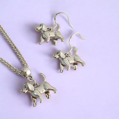 Dog Charm Jewellery Set, Dangly Earring And Necklace Set In Gift Bag, Cord Or Chain Option - Premium  from Etsy - Just £8.99! Shop now at Uniquely Holt