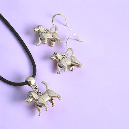 Dog Charm Jewellery Set, Dangly Earring And Necklace Set In Gift Bag, Cord Or Chain Option - Premium  from Etsy - Just £8.99! Shop now at Uniquely Holt