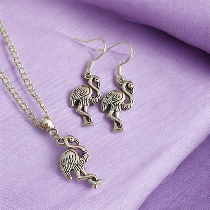 Flamingo Charm Jewellery Set, Dangly Earring And Necklace Set In Gift Bag, Cord Or Chain Options - Premium  from Etsy - Just £8.99! Shop now at Uniquely Holt