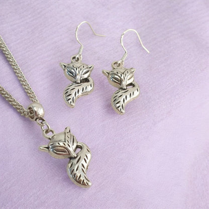 Fox  Charm Jewellery Set, Dangly Earring And Necklace Set In Gift Bag, Cord Or Chain Option - Premium  from Etsy - Just £8.99! Shop now at Uniquely Holt