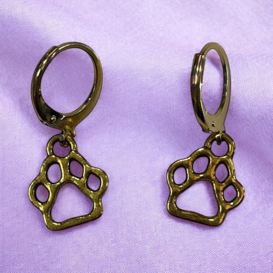 Gold Paw Print Hoops - Premium  from Uniquely Holt - Just £4.99! Shop now at Uniquely Holt