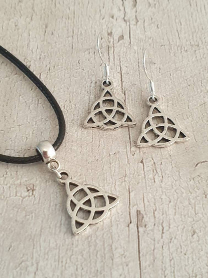 Celtic Charm Jewellery Set, Dangly Earring And Necklace Set In Gift Bag, Cord Or Chain Option - Premium  from Etsy - Just £8.99! Shop now at Uniquely Holt