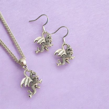 Dragon Charm Jewellery Set, Dangly Earring And Necklace Set In Gift Bag - Premium  from Etsy - Just £8.99! Shop now at Uniquely Holt