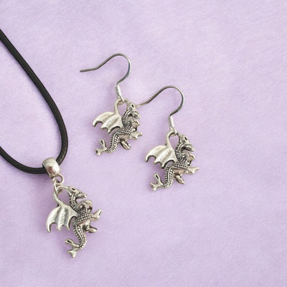 Dragon Charm Jewellery Set, Dangly Earring And Necklace Set In Gift Bag - Premium  from Etsy - Just £8.99! Shop now at Uniquely Holt