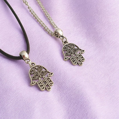 Hamsa Hand Charm Necklace Silver Plated Or Waxed Cord Variable Lengths, Gift Packaged - Premium  from Etsy - Just £5.49! Shop now at Uniquely Holt