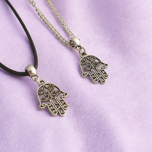 Hamsa Hand Charm Necklace Silver Plated Or Waxed Cord Variable Lengths, Gift Packaged - Premium  from Etsy - Just £5.49! Shop now at Uniquely Holt