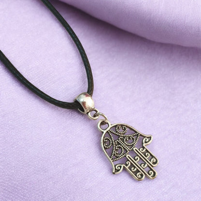 Hamsa Hand Charm Necklace Silver Plated Or Waxed Cord Variable Lengths, Gift Packaged - Premium  from Etsy - Just £5.49! Shop now at Uniquely Holt